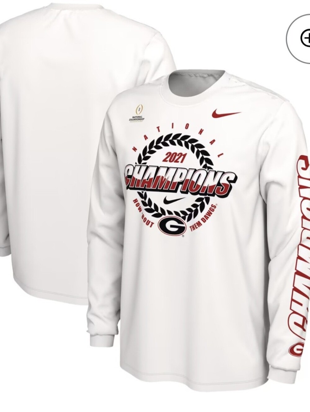Nike Georgia Bulldogs 2021 National Champions Long Sleeve Shirt - XL